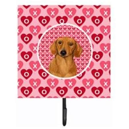 Jensendistributionservices 4.25 x 7 in. Dachshund Valentines Love and Hearts Leash Or Key Holder MI1656674